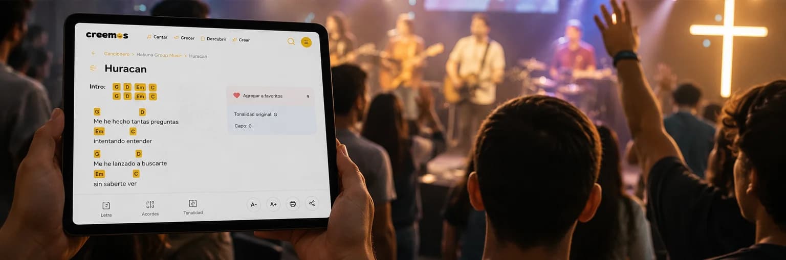Creemos en iPad durante un momento de alabanza en vivo